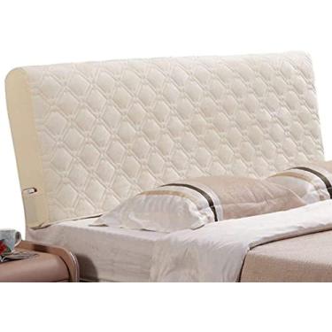 Imagem de Capa de cabeceira de veludo protetor elástico à prova de poeira para camas duplas, completas, queen, king size, capa acolchoada espessa para decoração de quarto, lavável(Beige,220cm(86"))