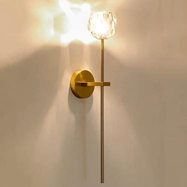 Imagem de Cristal Globo Transparente LED Luminárias De Parede Moderno Estilo Nórdico Luz De Parede Dourado Metal Transparente Interno Arandelas De Parede Para Quarto Loja Café(62X17CM, 7W,Gold, Warm White)