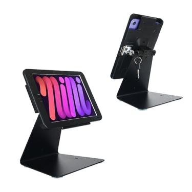 Imagem de DDSHOW Suporte de quiosque de segurança antifurto de mesa para iPad Mini 6ª e 7ª gerações de 8,3 polegadas, com trava e chave, flip e design horizontal ou vertical de rotação de 360° (preto)
