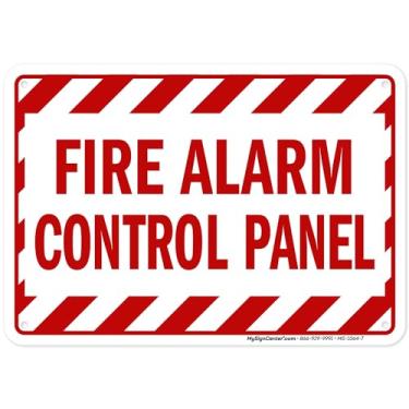 Imagem de Placa de painel de controle de alarme de incêndio, 17,78 cm x 25,4 cm, alumínio 0,40, resistência ao desbotamento, uso interno/externo, feito nos EUA My Sign Center