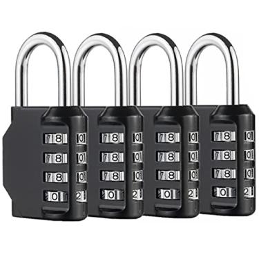 Imagem de Fechadura de combinação ZPLIUS, cadeado de combinação de 4 dígitos à prova d'água para cadeado escolar de academia, cadeado esportivo, cerca, caixa de ferramentas, capa, armazenamento de Hasp etc., 3.15 X 1.75 X 0.85in, Black 4Pack