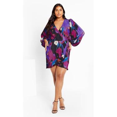 Imagem de City Chic Mini vestido plus size com envoltório sintético - estampa floral selvagem, Flor selvagem, 46