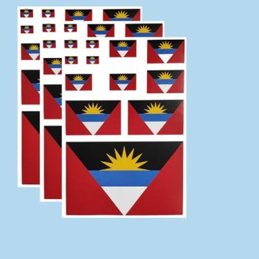 Imagem de Ruoming Ruoming Conjunto de adesivos da bandeira nacional, vários tamanhos, 3 folhas (Antígua e Barbuda)