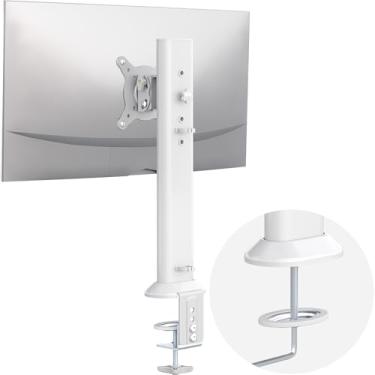 Imagem de Suporte de braço para monitor de mesa único adequado para tela de computador curva plana de 13 a 81 polegadas com rotação, altura ajustável, rotação, suporta até 35 kg, branco
