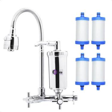 Imagem de Torneira Com Filtro Cozinha Pia Parede Gourmet e 3 Refil Vela Extra - 