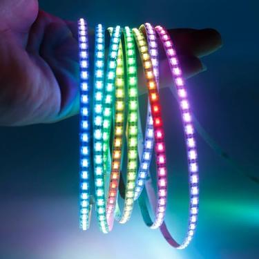 Imagem de Xnbada 160Leds/M 16,4Ft Ws2812B Ws2812 Fita De Led, Smd 2020 Dc5V 5Mm De Largura Fita De Luz Inteligente Flexível Dream Color Endereçável Individualmente Para Quarto, Cozinha, Palco, Luz De Fundo De