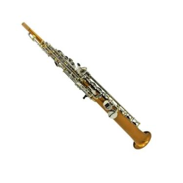 Imagem de Eastern music Chave de níquel soprano saxofone reto de cobre laca ouro escuro profissional
