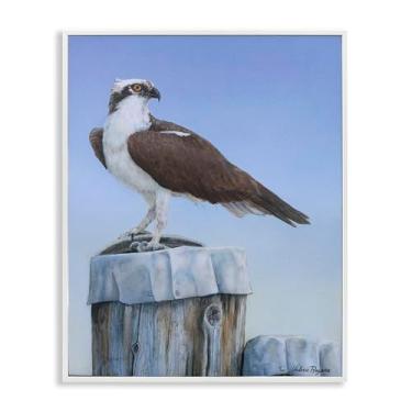 Imagem de Stupell Industries Harbor Master Bird empoleirado branco emoldurado giclée arte de parede por Valerie Rogers, 28 x 35