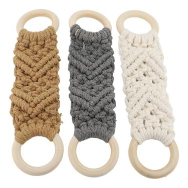Imagem de 3pcs Macrame Toalha Suporte, Anéis de Madeira, Cabide de Corda de Algodão para Banheiro, Cozinha, Hotel, Incluindo Suporte de Toalha de Cozinha