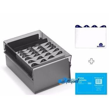 Imagem de Fichario De Mesa 4x6 Indice 4x6 A-z Fichas Pautadas Acrimet