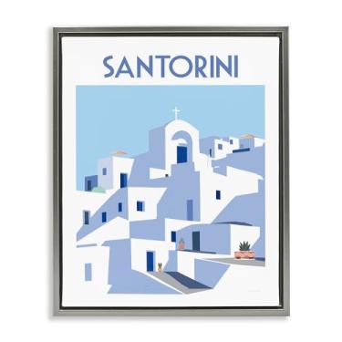 Imagem de Stupell Industries Arte de parede em tela emoldurada flutuante cinza arquitetura da cidade de Santorini por Omar Escalante, 25 x 31