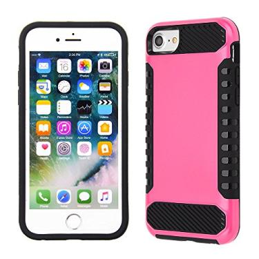 Imagem de Cube Capa de celular para Apple iPhone 8/iPhone 7/iPhone 6s/ iPhone 6 - Capa rosa choque com película de TPU texturizado preto e aderência lateral