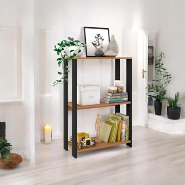 Imagem de Organizador Estante Pequena Sapateira Livreiro Estilo Industrial 3 Prateleira para Decoração Ambientes Sala Quarto Cozinha Livros Bolsas Sapatos - Cores