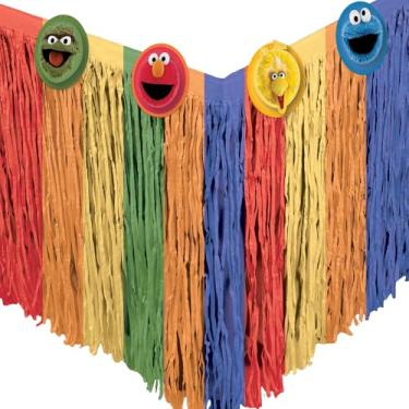 Imagem de Amscan 5728251 Saia da Vila Sésamo para uso diário - 73 x 25 cm | Multicolorida | 1 saia de mesa