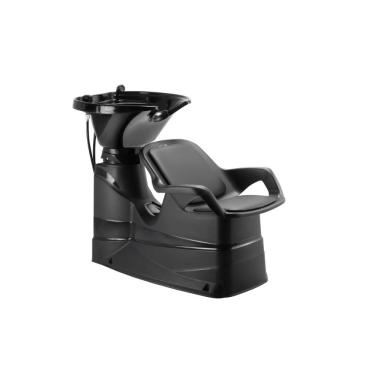 Imagem de Lavatório de Cabelo com Cuba de Resina Reclinável Dompel Champ Salão de Beleza e Cabeleireiro Preto