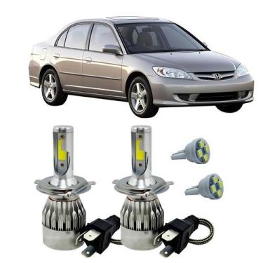 Imagem de Kit Super Led H4 6000K Farol Auto Baixo Civic 1992/03 + T10 - Autovex