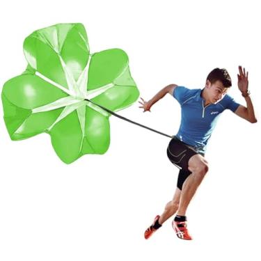 Imagem de ANPOPO Bfsmile Running Speed Training 142 cm Paraquedas com alça ajustável, bolsa de transporte grátis. Paraquedas de corrida resistente à calha de velocidade para crianças, jovens e adultos (verde)