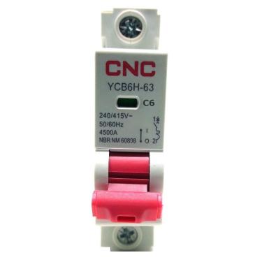 Imagem de Disjuntor YCB6H-63 Unipolar Curva C 6A CNC - 230/400V