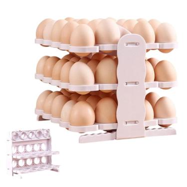 Imagem de Suporte Porta Ovos 60 Ovos 3 Andares Geladeira Armario Organizador Guarda Ovo Mesa Bancada Cozinha Restaurante Armazenamento Resistente Dobravel