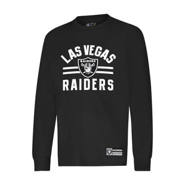 Imagem de Ultra Game NFL Las Vegas Raiders Camiseta juvenil super macia gola redonda manga comprida, cor do time, 18/20