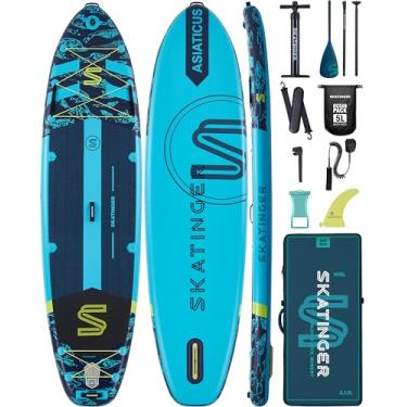 Imagem de Skatinger Prancha De Stand Up Paddle Inflável Super Larga De 11'6 × 35", Sup Largo Ultra Estável Para 2 + 1 Pessoas/Família/Tamanho Grande Com Alça De Ombro, Mochila 100L, Prancha De Sup Versátil,