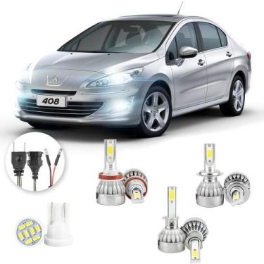 Imagem de Lampadas Led Peugeot 408 2011 A 2015 H8 H1 H7 20000lm - V10, Branco