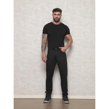 Imagem de Calça Jeans Masculina Alfaitaria De Sarja Com Lycra Elastano Preto Cor