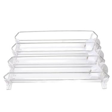 Imagem de Prateleira Automática de Deslizamento Com Divisor Ajustável e Amortecedor Estabilizador - Bebida que Economiza Esforço para Refrigeradores e Supermercados (Preto) (Branco)