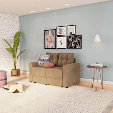 Imagem de Sofá 2 Lugares Retrátil Aquisgrana Suede Bege 140 cm