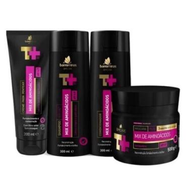 Imagem de Shampoo + Condicionador + Creme para Pentear + Máscara para Cabelos Frágeis e Quebradiços barrominas Mix de Aminoácidos