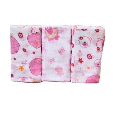 Imagem de Pano de Boca Bebê Babete Fralda Kit com 03 unidades Carícia Baby (Menina)