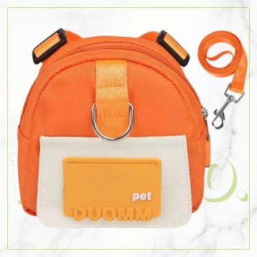 Imagem de Mochila Pet com Peitoral e Guia Várias Cores M e G - Pet&CO., Laranja&
