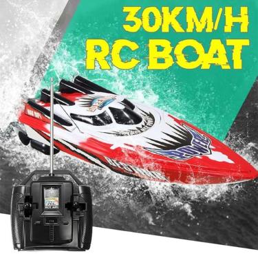 Imagem de Barco 30km/h Baterias recarregáveis de alta velocidade Barco de controle remoto para crianças brinquedos presentes de Natal 33x11x9cm rc Submarino (Ve