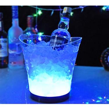 Imagem de Cubo de gelo cubo de gelo LED 5 litros de cubo de gelo luminoso cubo de champanhe bar cerveja cubo de gelo champanhe bebidas de vinho balde de cerveja para festa bar casa casamento champanhe bebida
