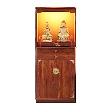 Imagem de Mesa de tributo, armário de nicho de madeira maciça para famílias, mesas de oferta para deuses da riqueza, estátuas de Buda, Bodhisattvas, mesas de Buda, santuários de estilo chinês oferecendo altar