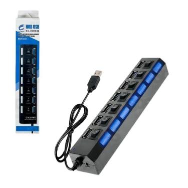 Imagem de Hub 7 Portas USB 3.0 Extensao Pen Drive Alta Velocidade Com LED Chave Seletora HBH-665