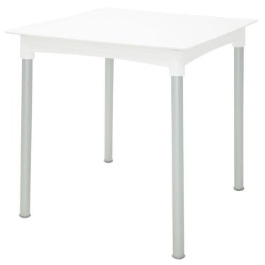 Imagem de Mesa Tramontina Laura Rattan Em Polipropileno Branco Com Pernas De Alumínio Anodizado