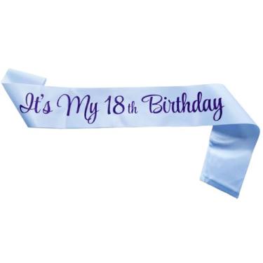 Imagem de NAUXIUDSJS É minha faixa de aniversário de 18 anos, faixa de aniversário para mulheres, presentes de princesa de aniversário de 18 anos, decorações para lembrancinhas de festa de 18 anos, branco, roxo