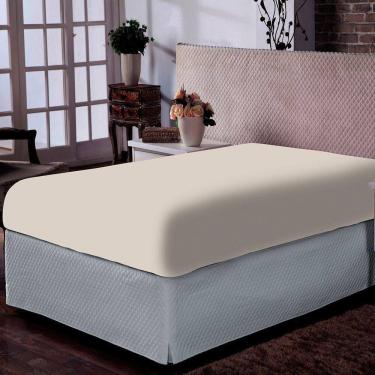 Imagem de Lençol Portallar Casal Com Elástico Malha 100% Algodão Premiun Classic Off White