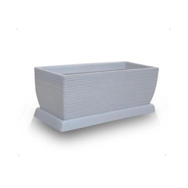 Imagem de Vaso Jardineira + Prato Polietileno 60X25 Cinza Claro - Foster Plast