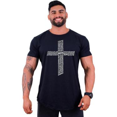 Imagem de Camiseta Longline MXD Conceito Crucifixo Motivacional Masculina-Masculino
