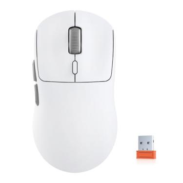 Imagem de KYSONA Mouse para jogos sem fio ultraleve de 55 g, sensor sem atrasos 3395, 26K DPI, bateria de longa duração de 80 horas, 6 botões programáveis para PC, 3 modos (2,4G/com fio/BT), Win com M600v2