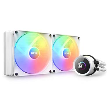 Imagem de NZXT Kraken 280 RGB - RL-KR280-W1 - Cooler líquido de CPU AIO de 280 mm - Tela LCD quadrada personalizável de 1,5 polegadas para imagens, métricas de desempenho - Bomba de alto desempenho - 2 x ventiladores F140 RGB Core - Branco