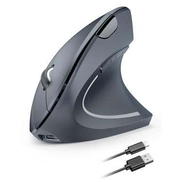 Imagem de TECKNET Mouse ergonômico sem fio, recarregável sem fio silencioso para túnel do carpo, mão direita, mouse vertical USB de 2,4 GHz, sem fio para laptop, 5 ajustáveis 4800 DPI, computador, MacBook,