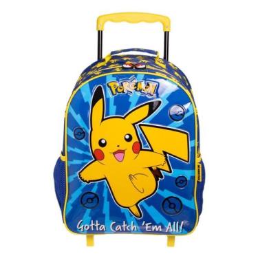 Imagem de Mochila Infantil Pokemon Pikachu Mala Escolar Com Rodinhas - Xeryus
