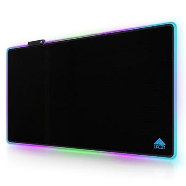 Imagem de Cacoy Mouse pad RGB, mouse pad para jogos de 91 x 61 cm XXL com 9 efeitos de iluminação LED, tapete de mesa RGB estendido com base de borracha antiderrapante, mouse grande premium para mesa com bordas