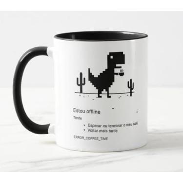 Imagem de Caneca Dinossauro Offline Programador TI Geek Int Preto