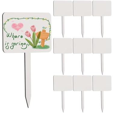 Imagem de AUEAR, Pacote com 10 etiquetas de etiquetas de plantas de sublimação para árvores marcadores de jardim MDF para placas externas