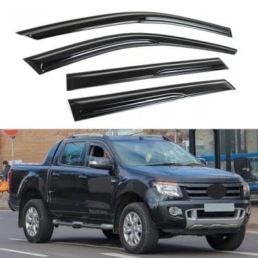 Imagem de Viseira de janela IG para Ford Ranger SuperCrew 2012-2018, protetor de chuva, durável, defletor de janela de ventilação lateral, estilo Mugen, 2012 2013 2014 2015 2016 2017 2018 (apenas SuperCrew)