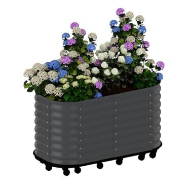 Imagem de GarveeHome Cama de jardim de metal autoirrigável – Caixa de plantador móvel elevada com água, estação de cultivo de aço galvanizado para uso interno/externo para ervas, vegetais e decoração (150 x 69
